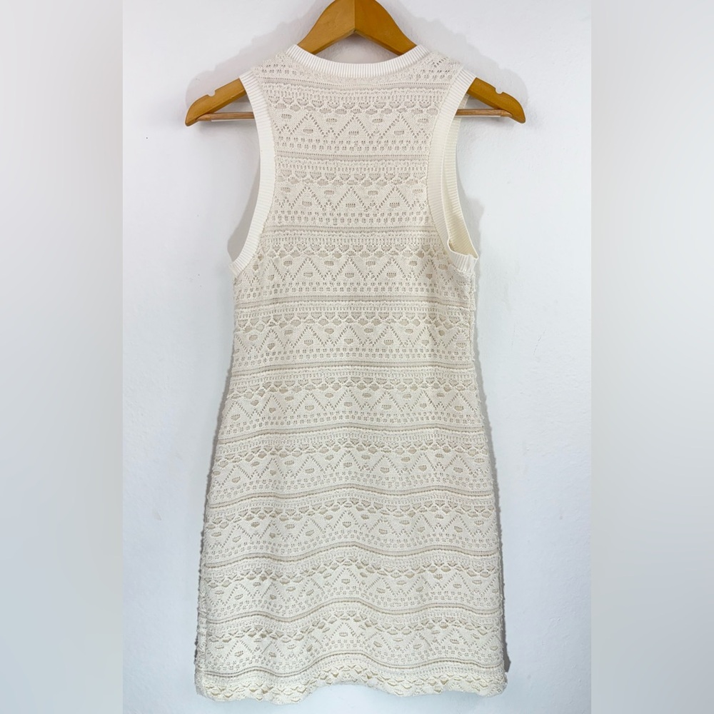 Anthropologie Textured Knit Crochet Sleeveless Mini Dress Size S - Picture 6 of 12